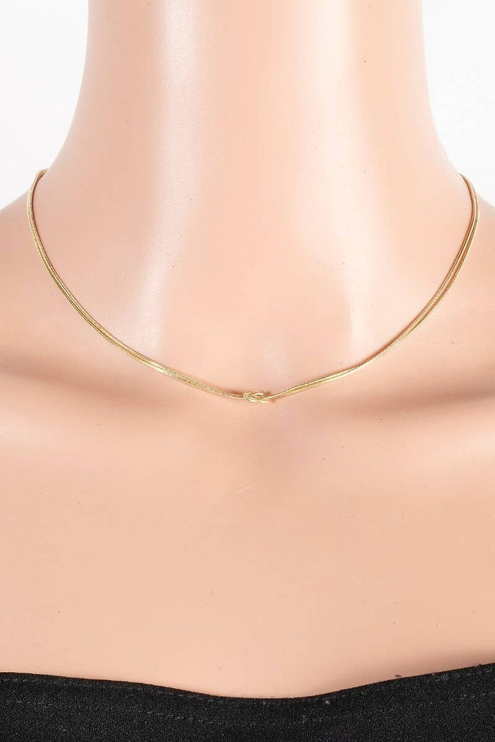 Dainty Metallic Knot Layered Chain Necklace