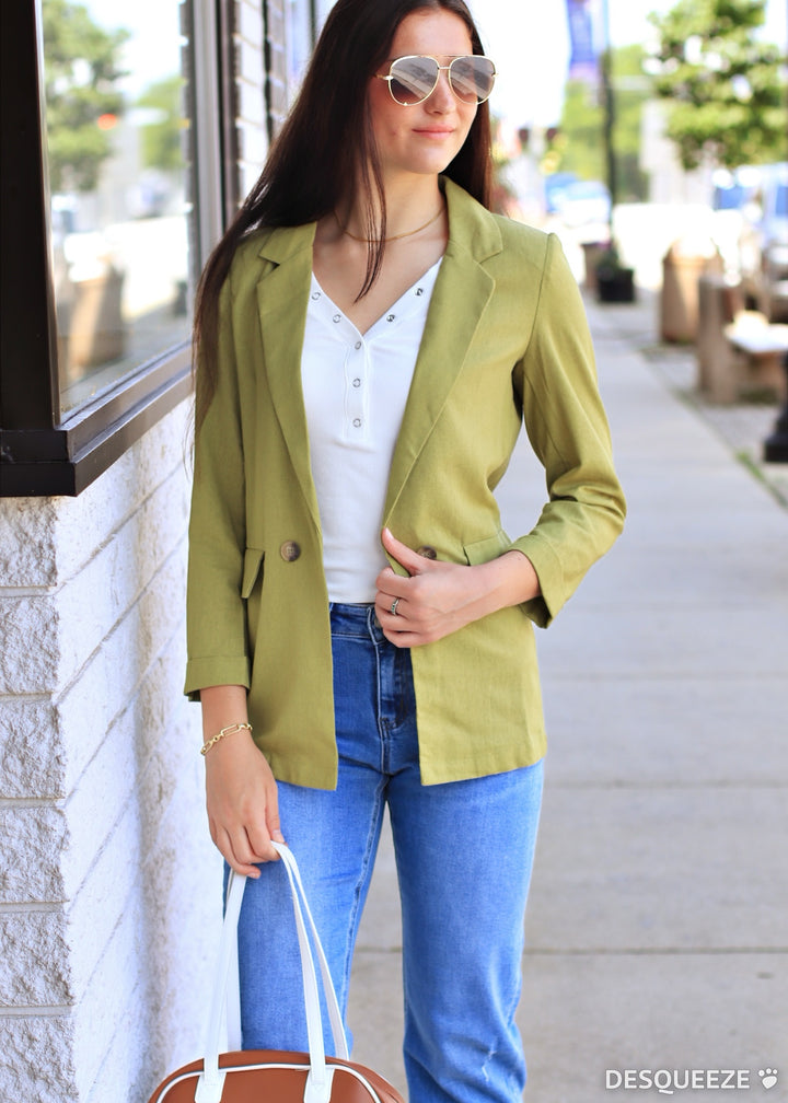 Restock Peacock 3/4 Cuff Collared Blazer