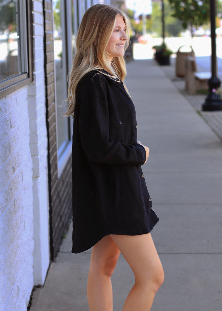 Malibu Evergreen Shacket in Black