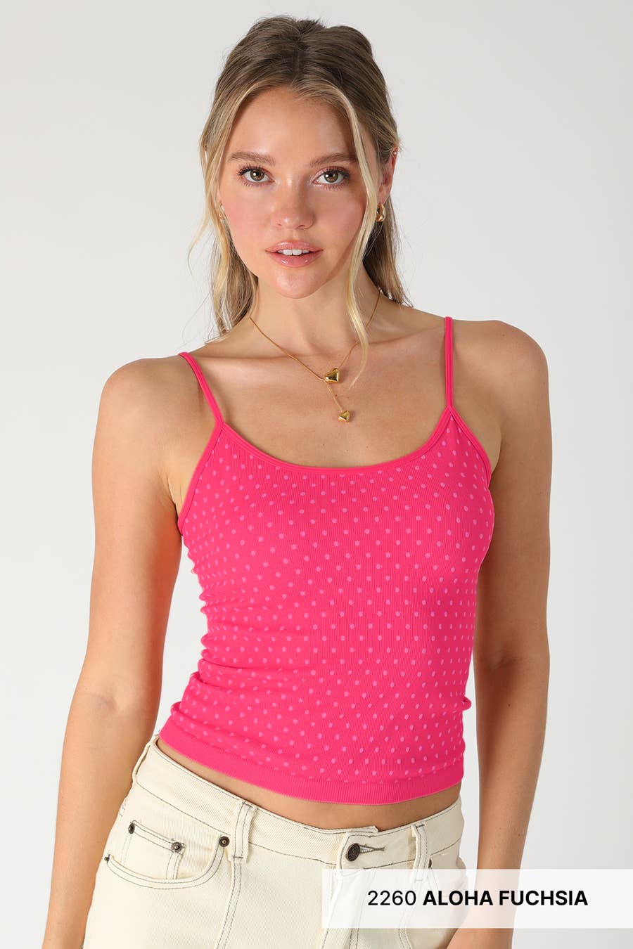 Polka Dot Strap Cami in Pale Banana
