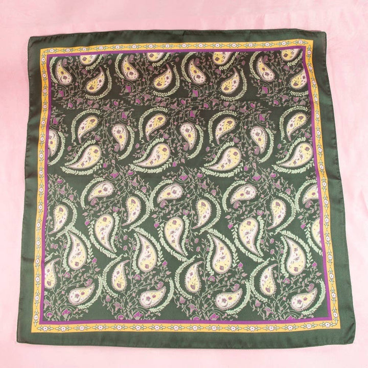 Paisley Floral Print Satin Square Scarf