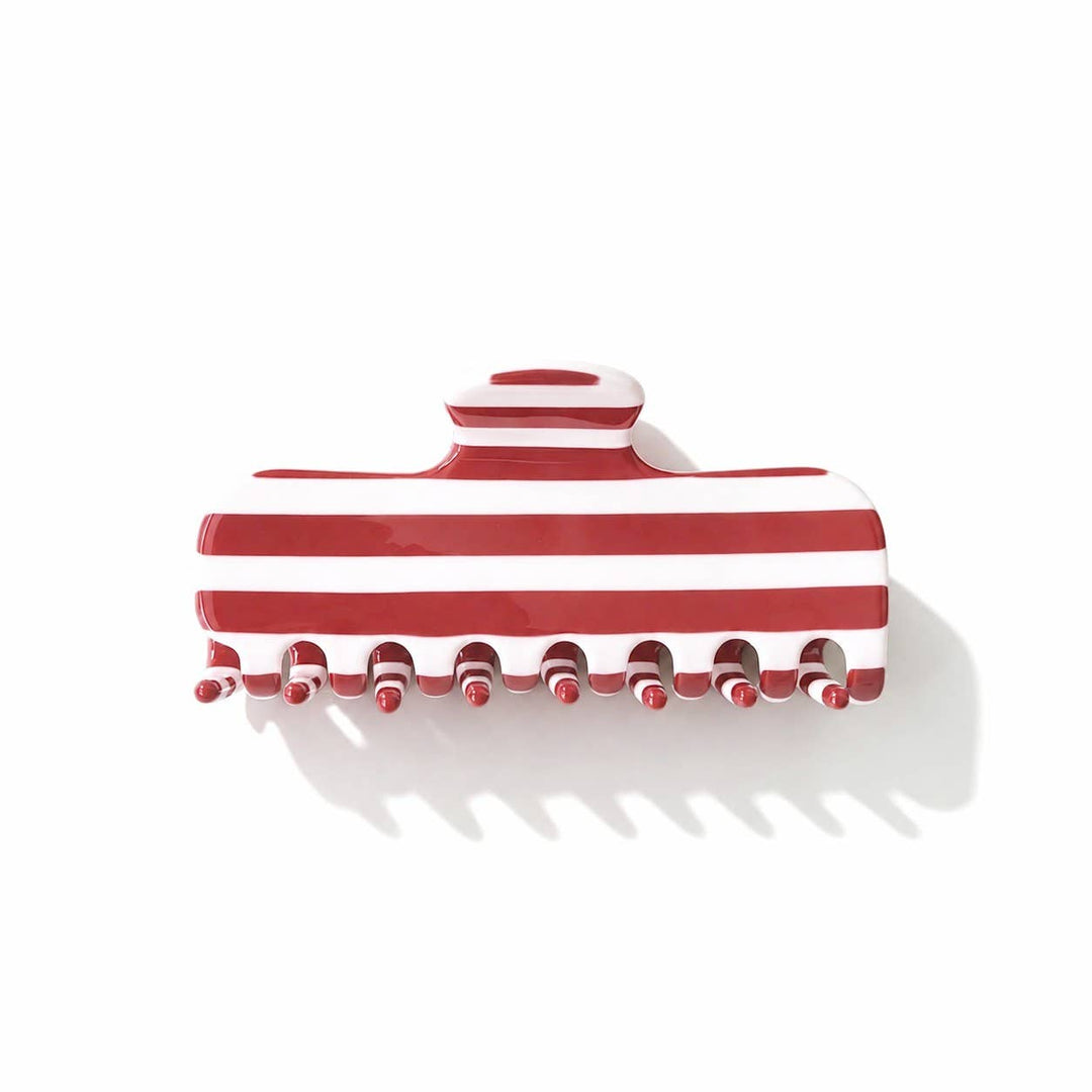 Retro Striped Rectangle Hair Claw Clip