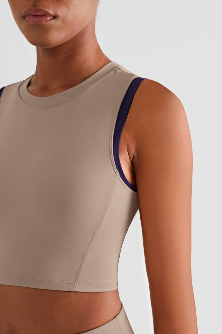 CLEARANCE FINAL SALE Cyber Contrast-Color Tank Top Sports Bra