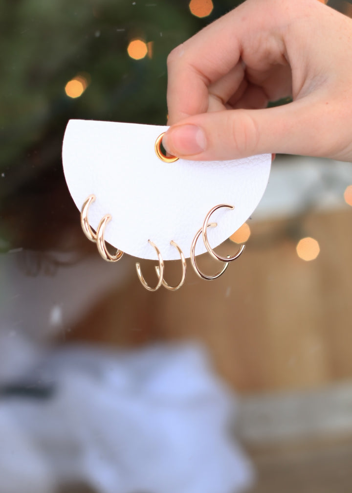 3Pc Dainty Tube Hoop Earrings Set