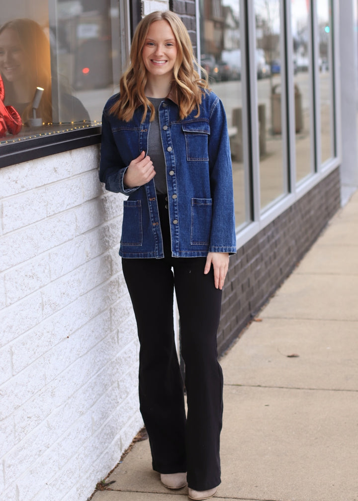 Pintuck Twill Flare Pants in Black