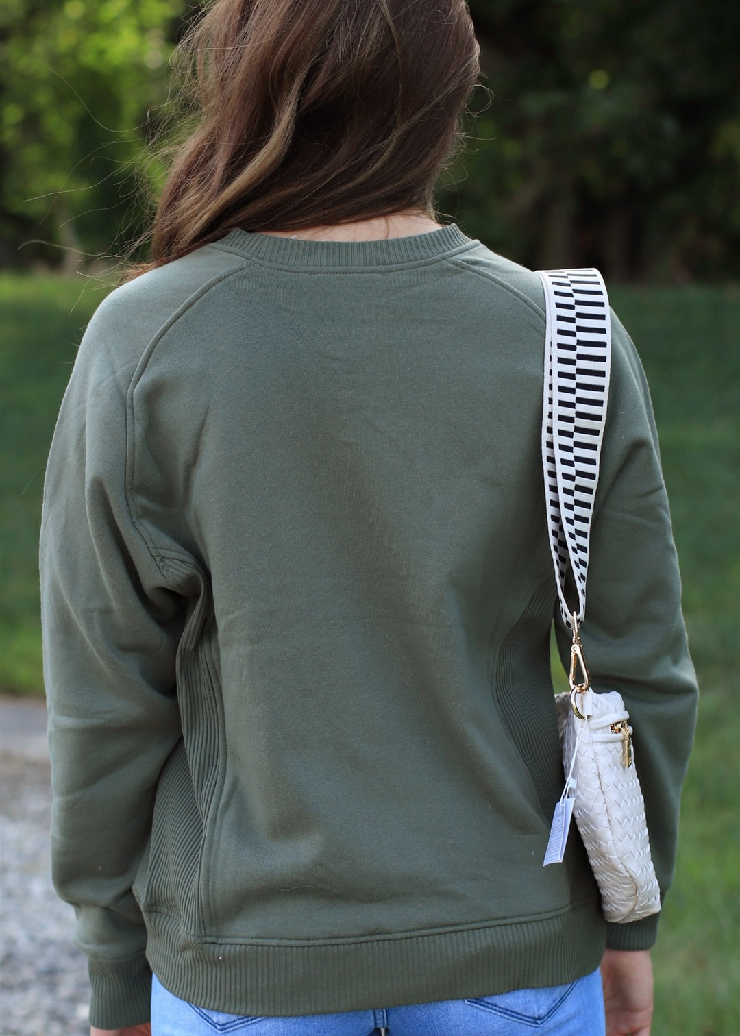 The Lottie Fleece Raglan Sweatshirt in Lt Olive