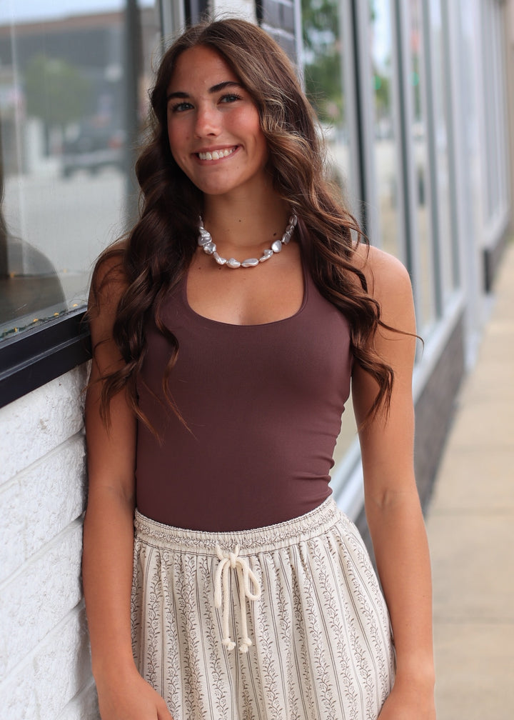 Clean Line Halter Top in French Roast Brown