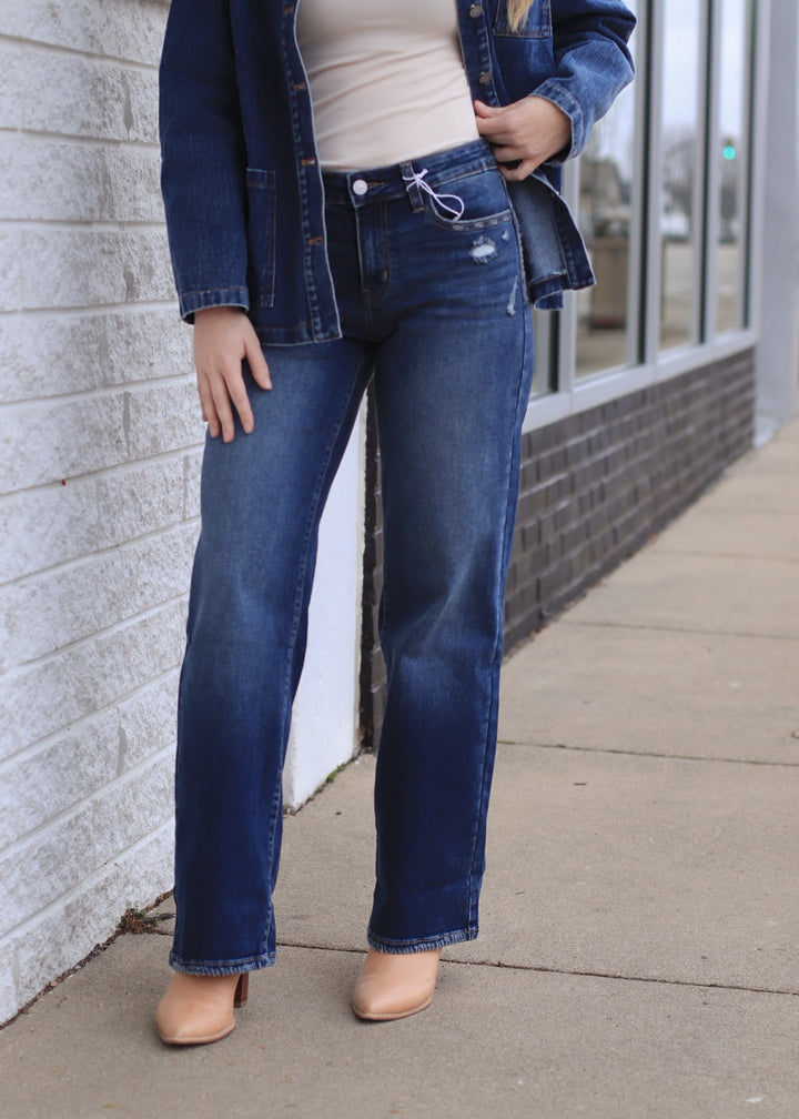 The Grindstone Mid Rise Wide Leg Jean