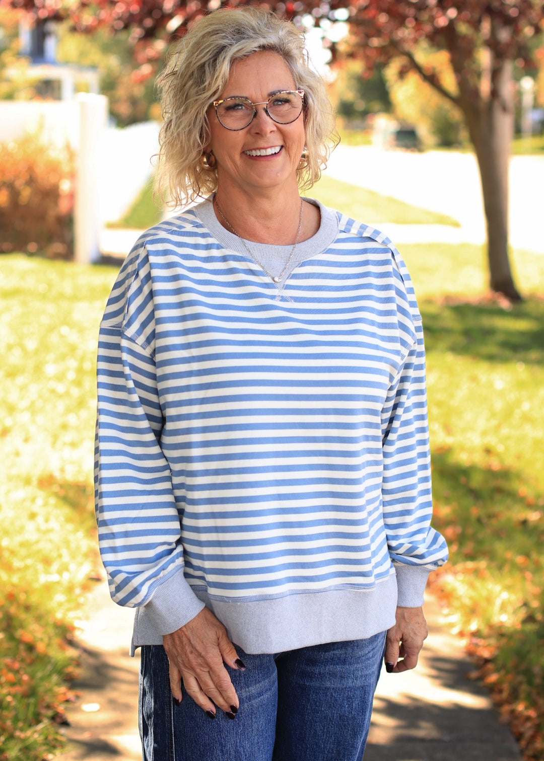 Stripe Comfy Casual Oversized Knit Top