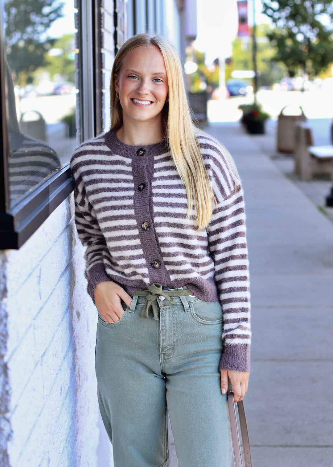 Mocha Cloud Stripe Cardigan