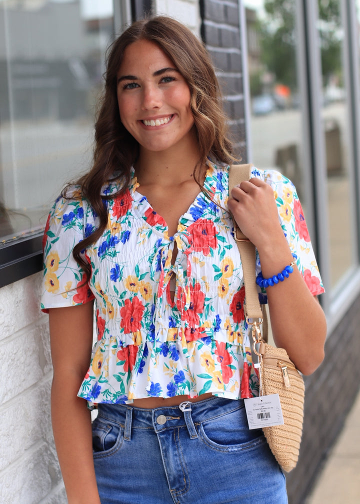 Elowyn Bloom Ruffle Tie Blouse