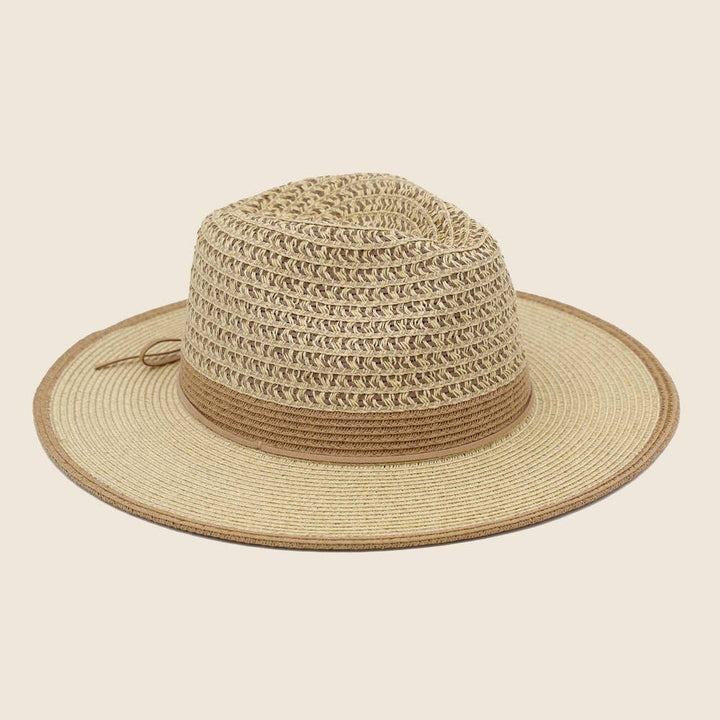 Two Tone Straw Fedora Hat