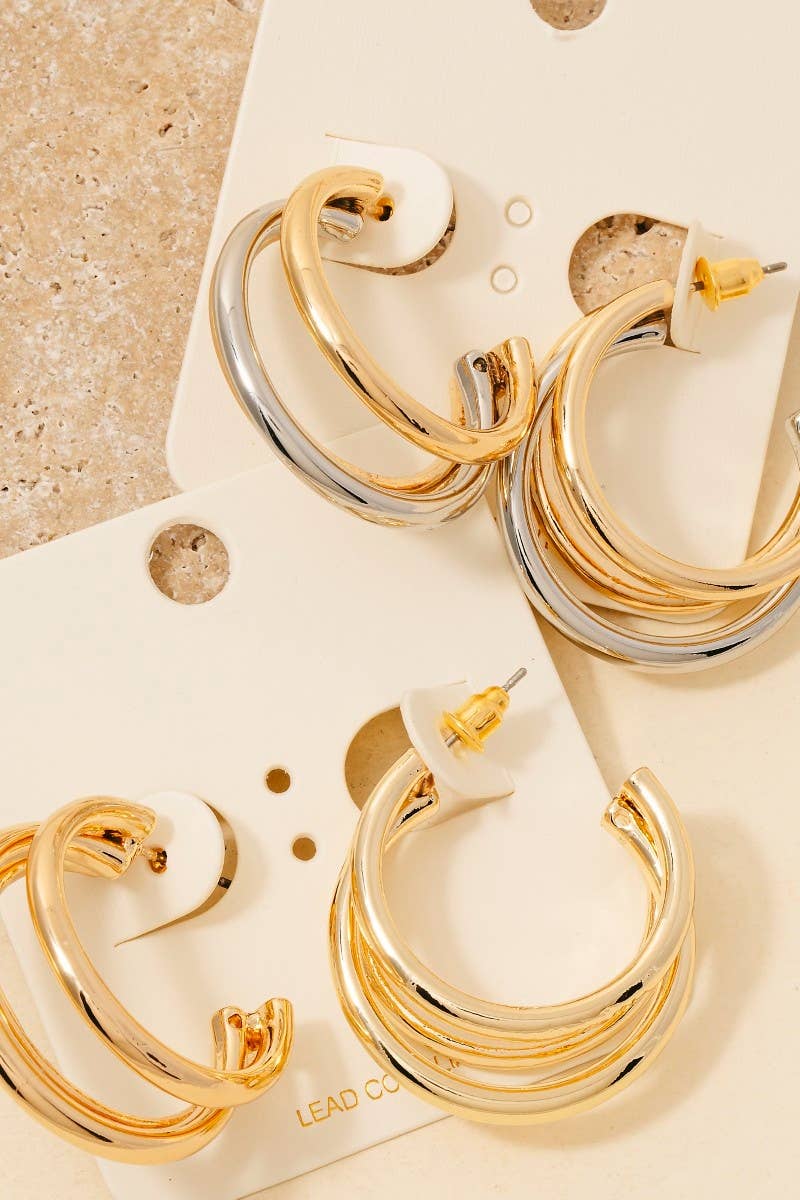 Mixed Layered Tube Hoop Earrings