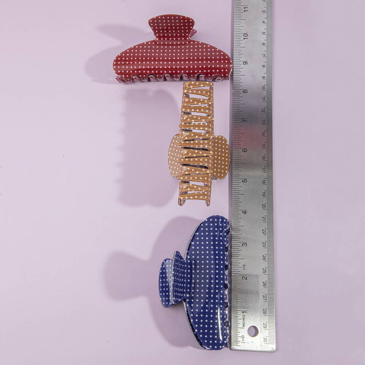 Polka Dot Claw Hair Clip 3 Piece Set