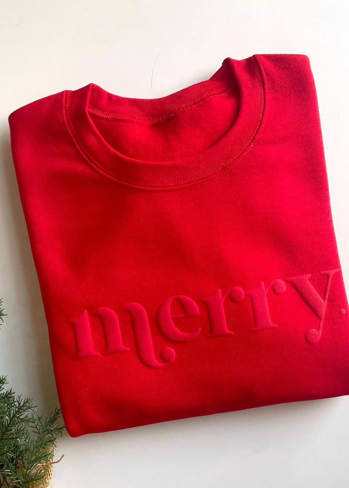 Retro Embossed Merry Sweatshirt
