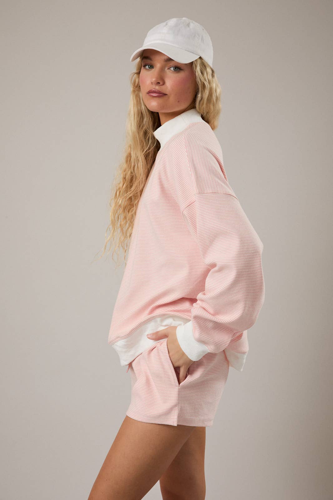 The Sage Cream Stripe Mock Top