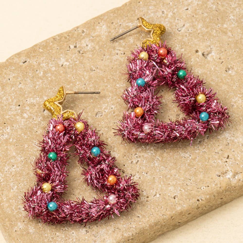 Resin Star And Christmas Tree Holiday Dangle Earrings