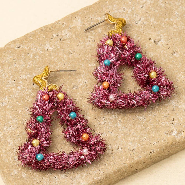 Resin Star And Christmas Tree Holiday Dangle Earrings