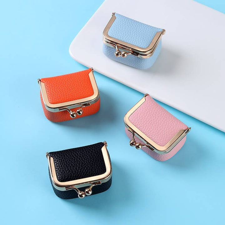 Mini Pebbled LEather Kiss Lock Travel Jewelry Box