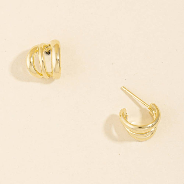 Chunky Triple Dome Huggie Hoop Earrings
