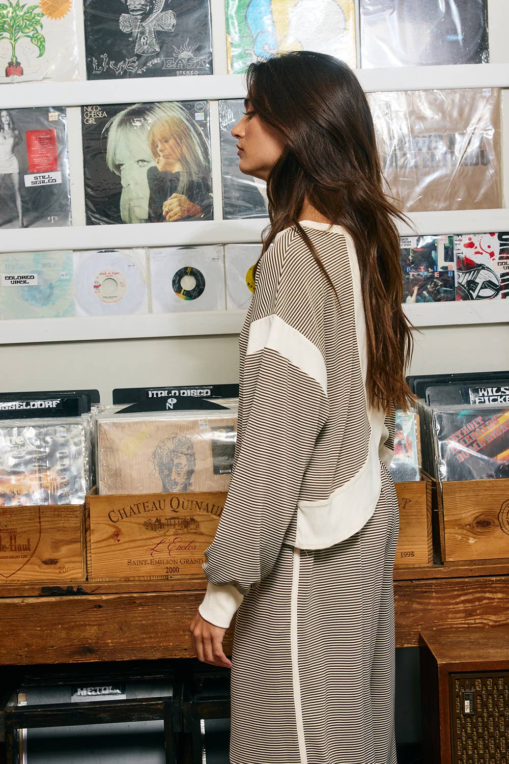 Mocha Stripe Crossback Pullover
