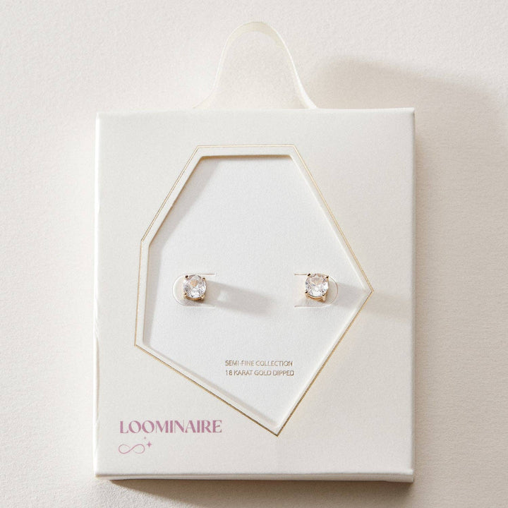 Gold Dipped Cubic Zirconia Stud Earrings