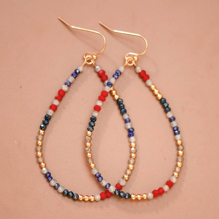 Patriotic Beaded Teardrop Earrings
