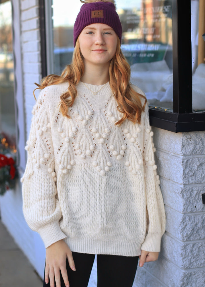 CLEARANCE FINAL SALE  January Pom Sweater Top