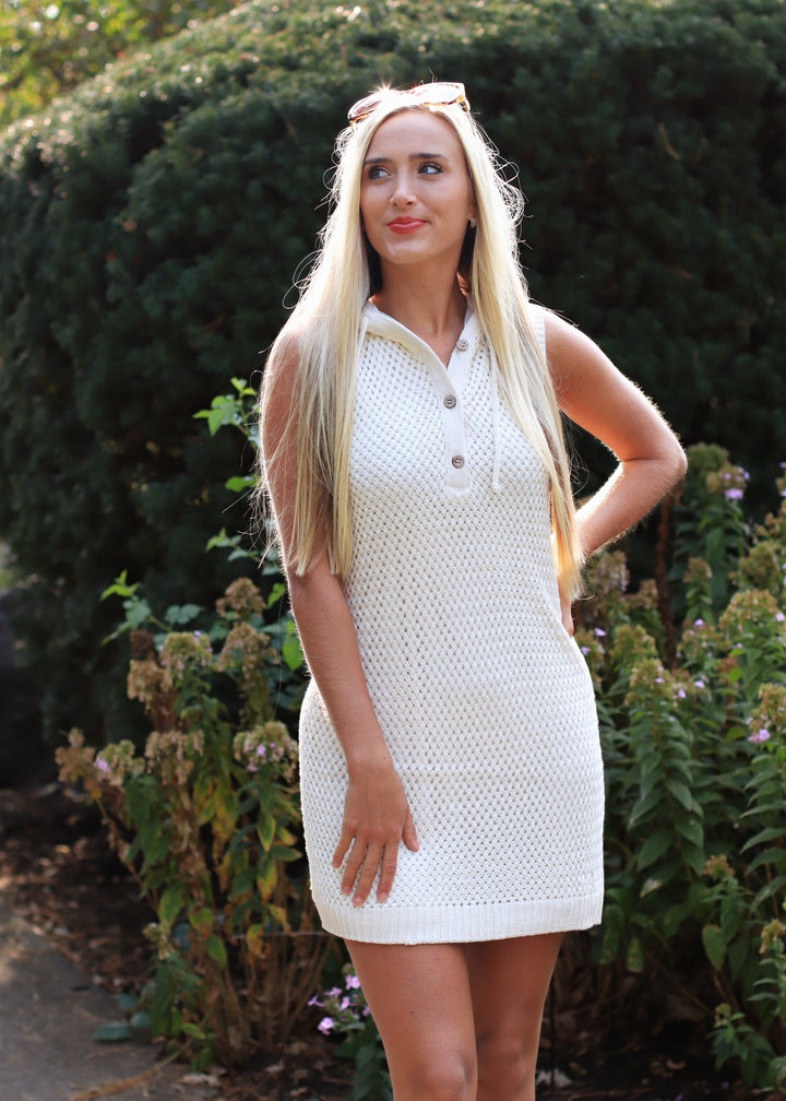Phoenix Hooded Crochet Sweater Mini Dress