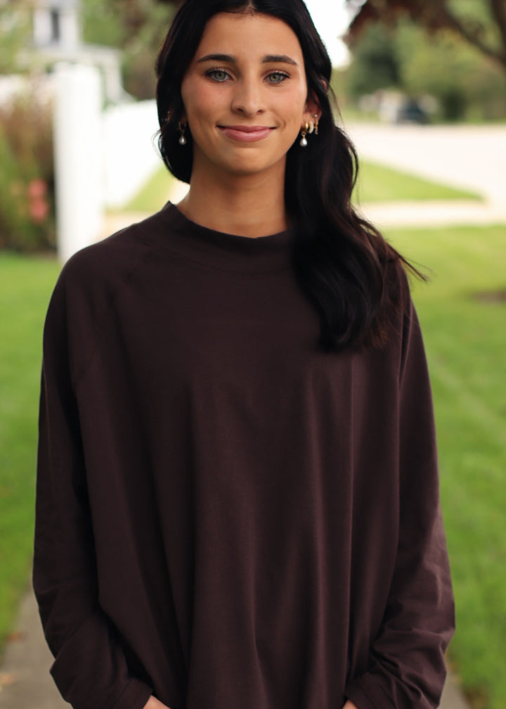 Pima Cotton Mock-Neck Raglan Tunic