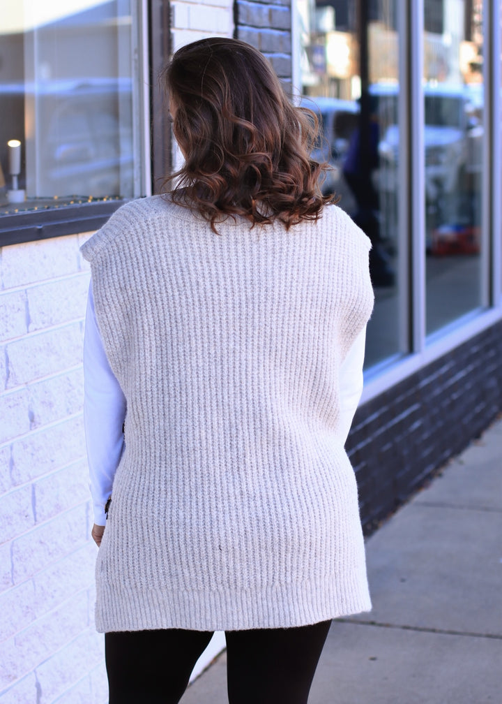 Buckled Oversized Sweater Vest