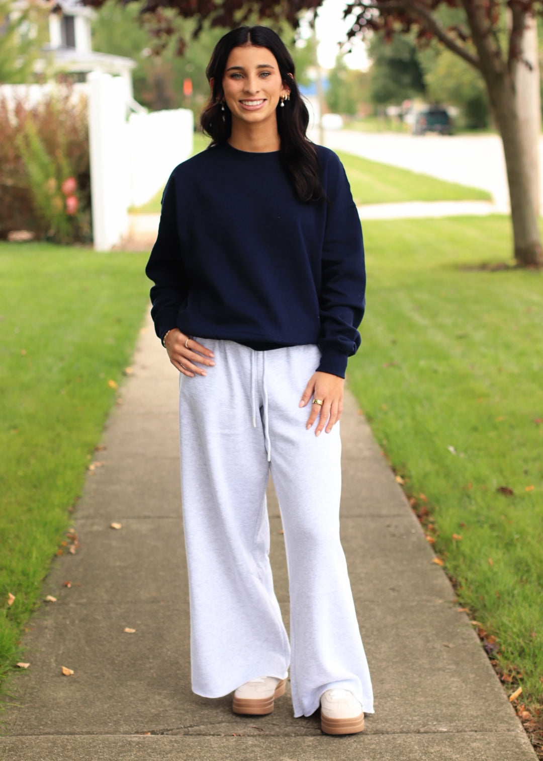 Fleece Basic Relaxed Fit Crew Neck in Deep Navy