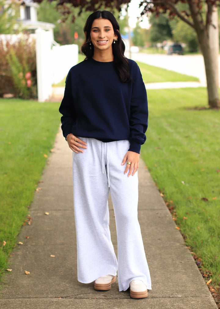 Fleece Basic Relaxed Fit Crew Neck in Deep Navy