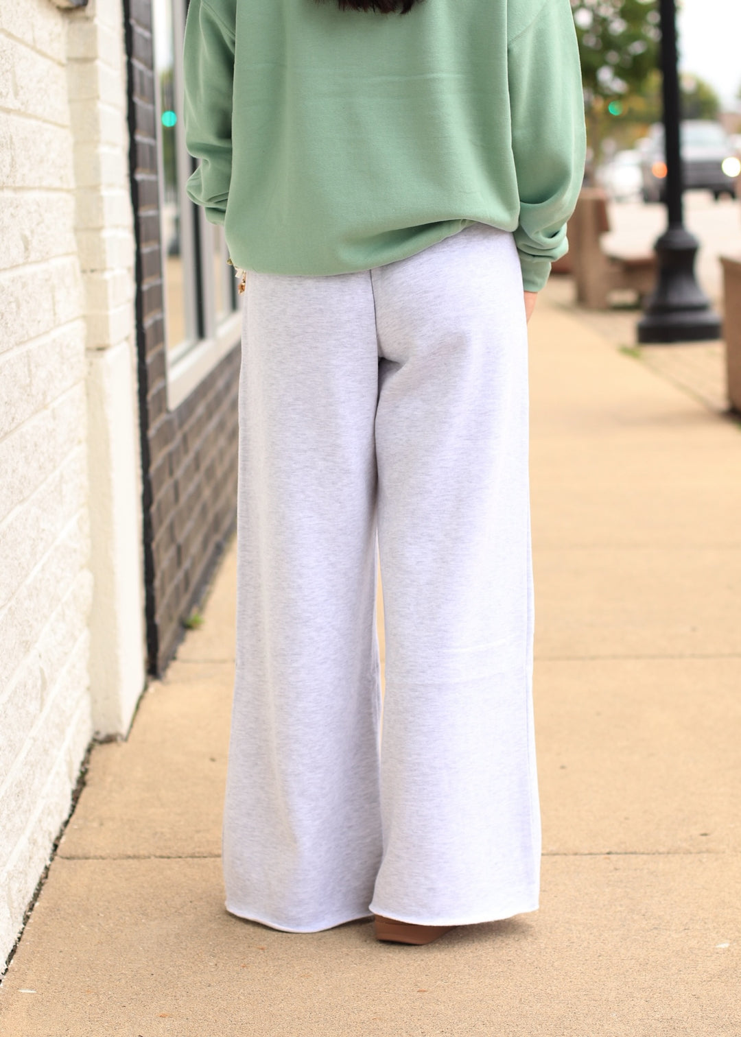 Fleece Basic Relaxed Fit Crew Neck in Granite Green