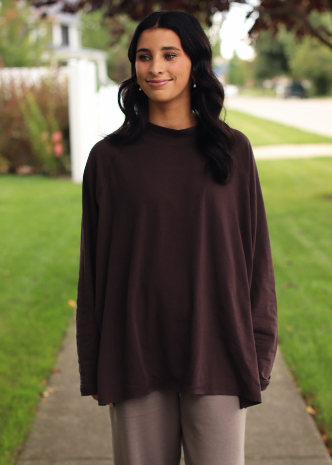 Pima Cotton Mock-Neck Raglan Tunic