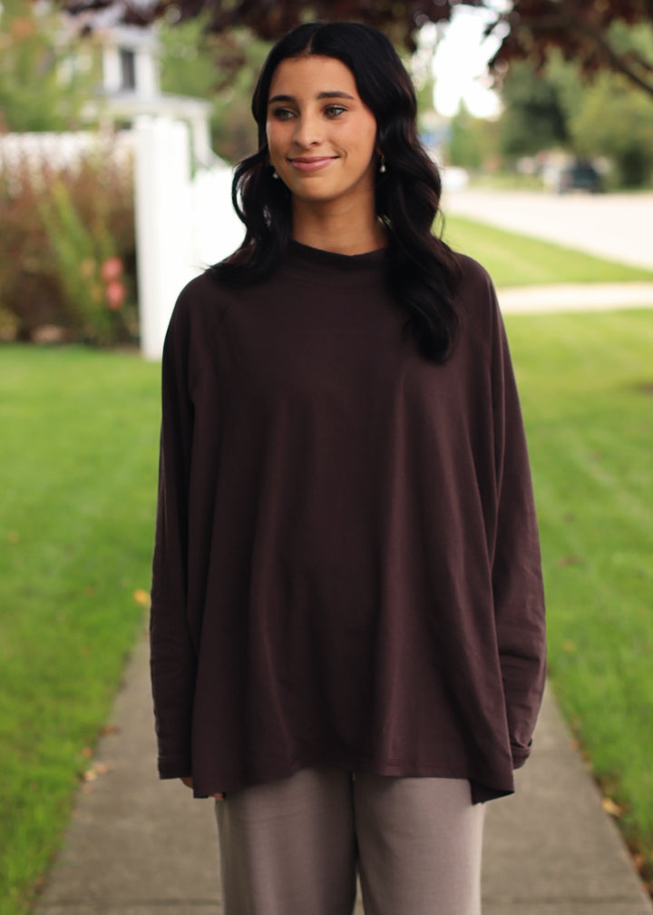 Pima Cotton Mock-Neck Raglan Tunic