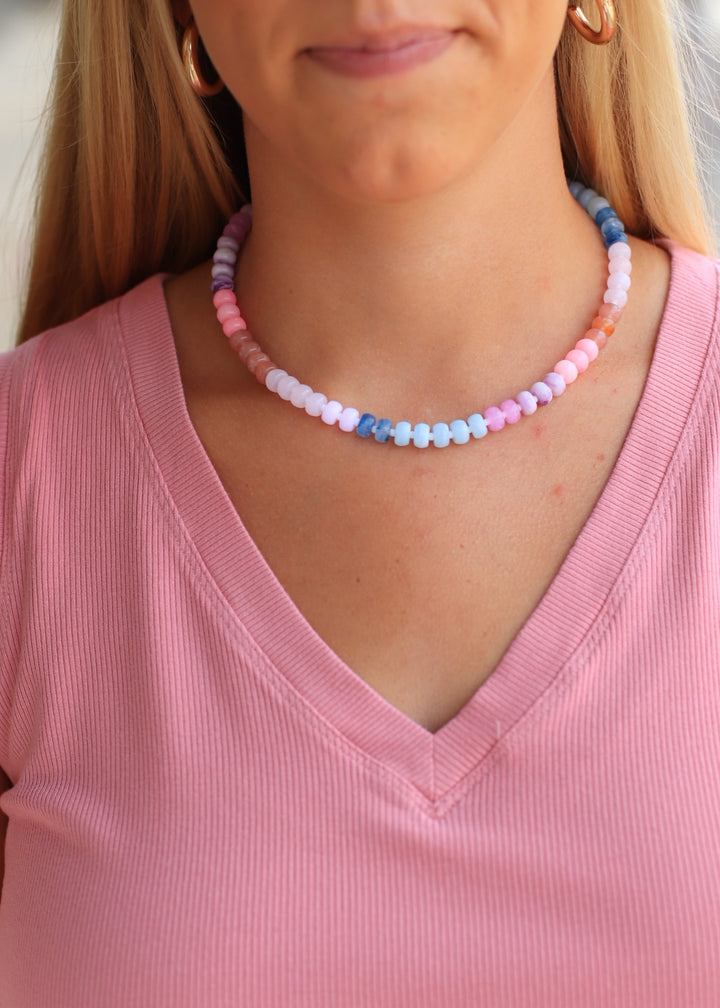 LuxeAir Ribbed V-Neck Top in Dusty Rose