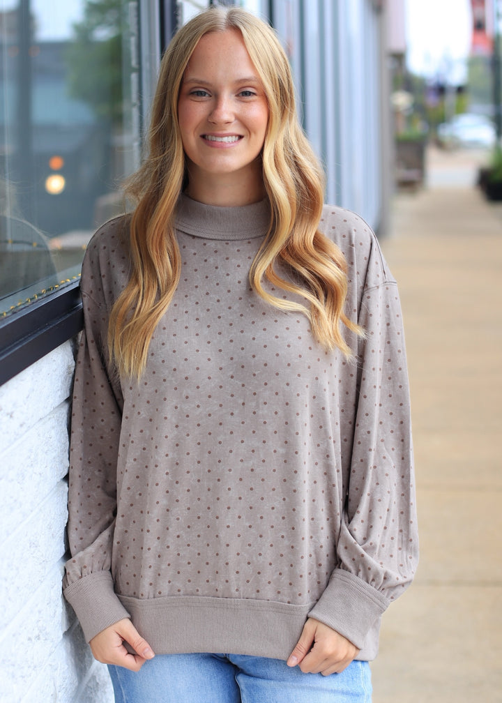 Oversized Vintage Washed Scuba Mini Dot Sweatshirt