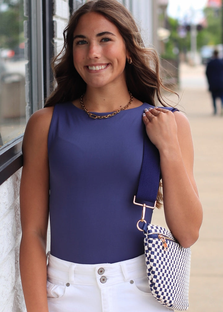 Clean Line Boat Neck Tank Top in Crown Blue