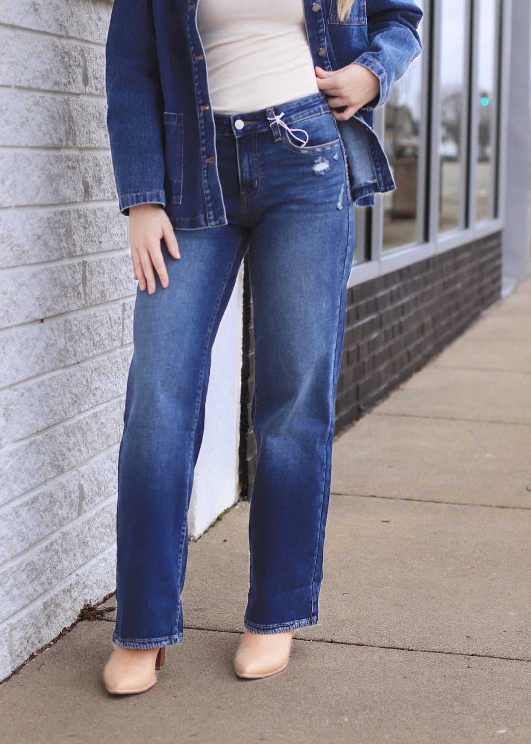 The Grindstone Mid Rise Wide Leg Jean