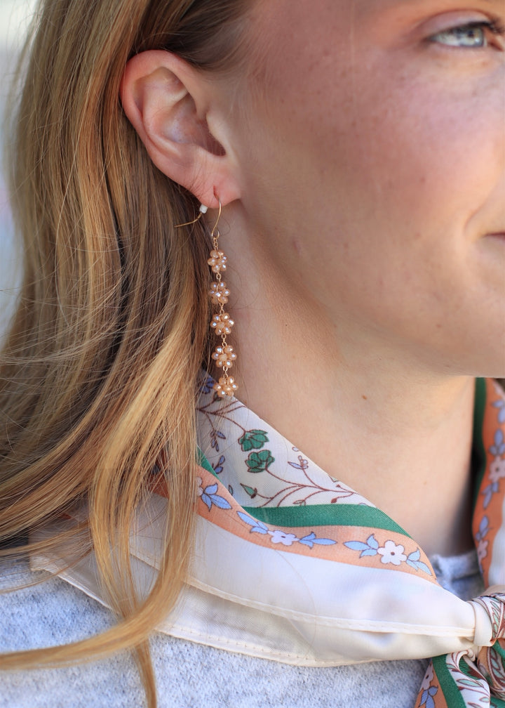 Crystal Cluster Drop Earrings – Beaded Dangle Style