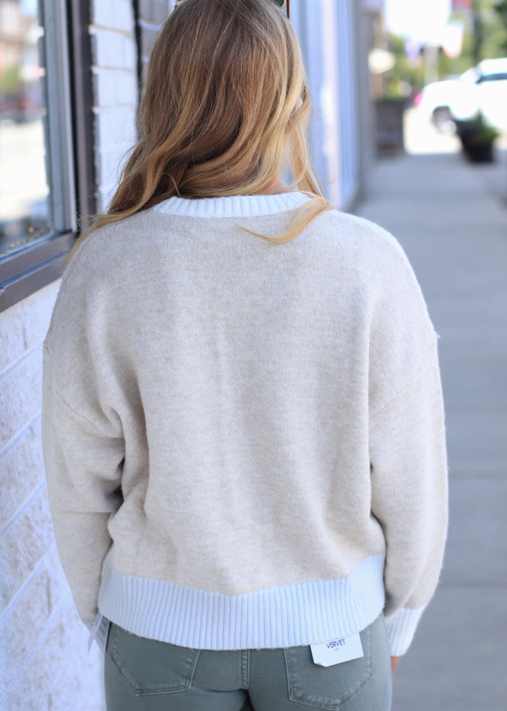 Cozy Contrast Trim Sweater