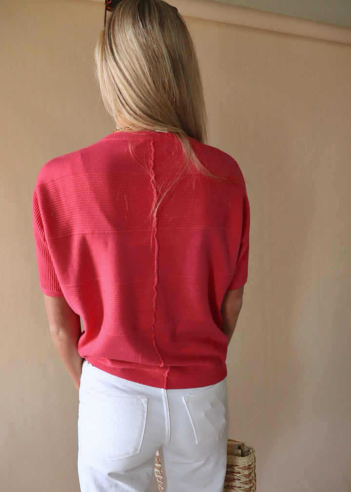 Fuchsia Soft Fine Gauge Elbow Dolman Top