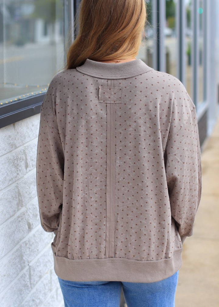 Oversized Vintage Washed Scuba Mini Dot Sweatshirt