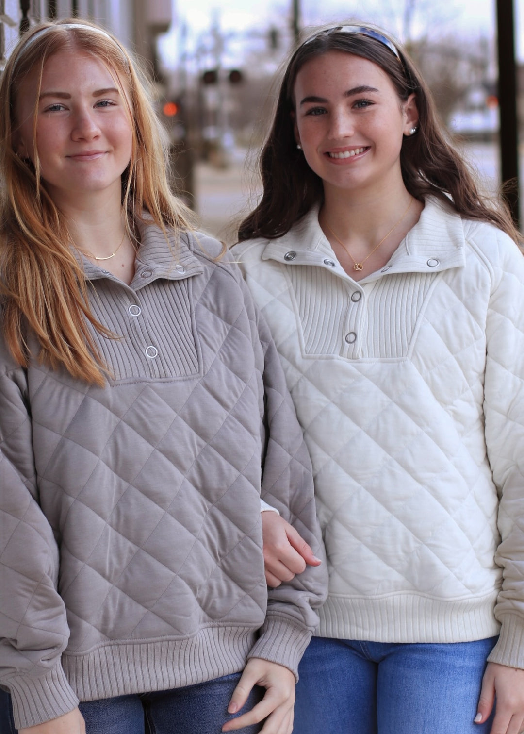 Golden Hour Quilted Pullover in Taupe