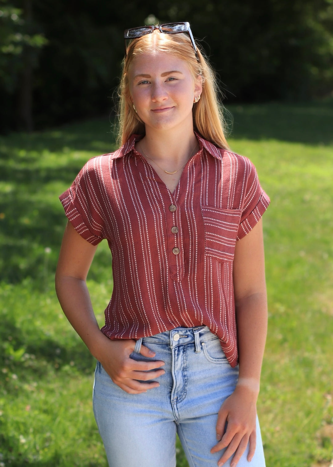 The Maren Burgundy Blouse