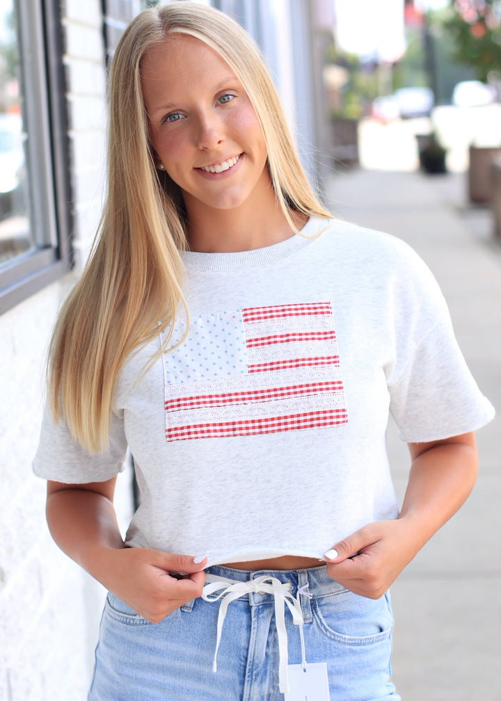 American Flag Patch Top