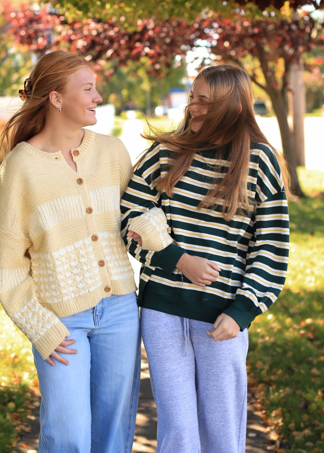 Butter Yellow Contrast Stripe Cardigan