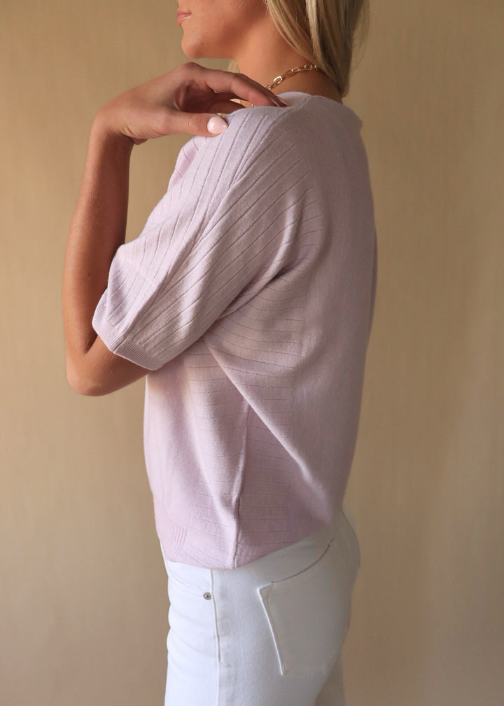 Soft Fine Gauge Short Sleeve Dolman Sweater