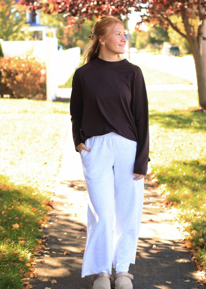 Pima Cotton Mock-Neck Raglan Tunic